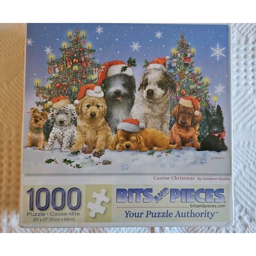 1,000 Piece Giordano Studios Puzzle "Canine Christmas" Bits 20" X 27"